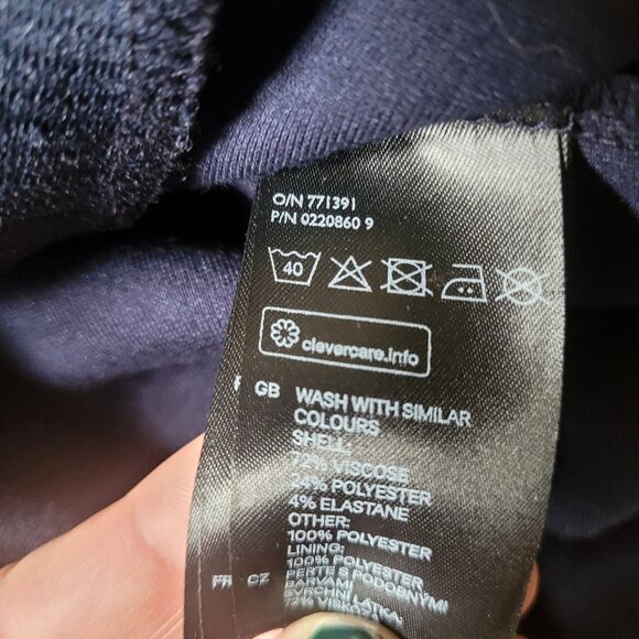 Navy Sheath Panelled Dress, sz XS - Picture 8 of 10